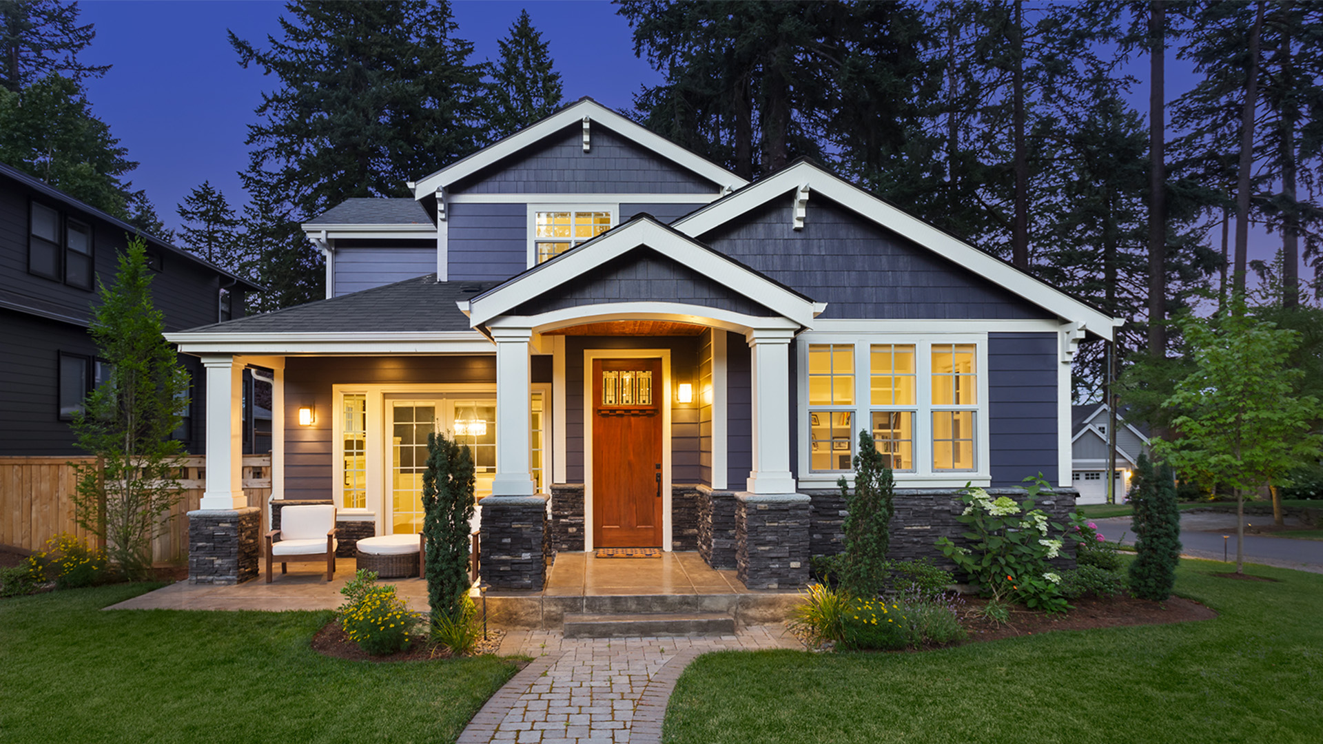 Exterior of an Ohio home at night