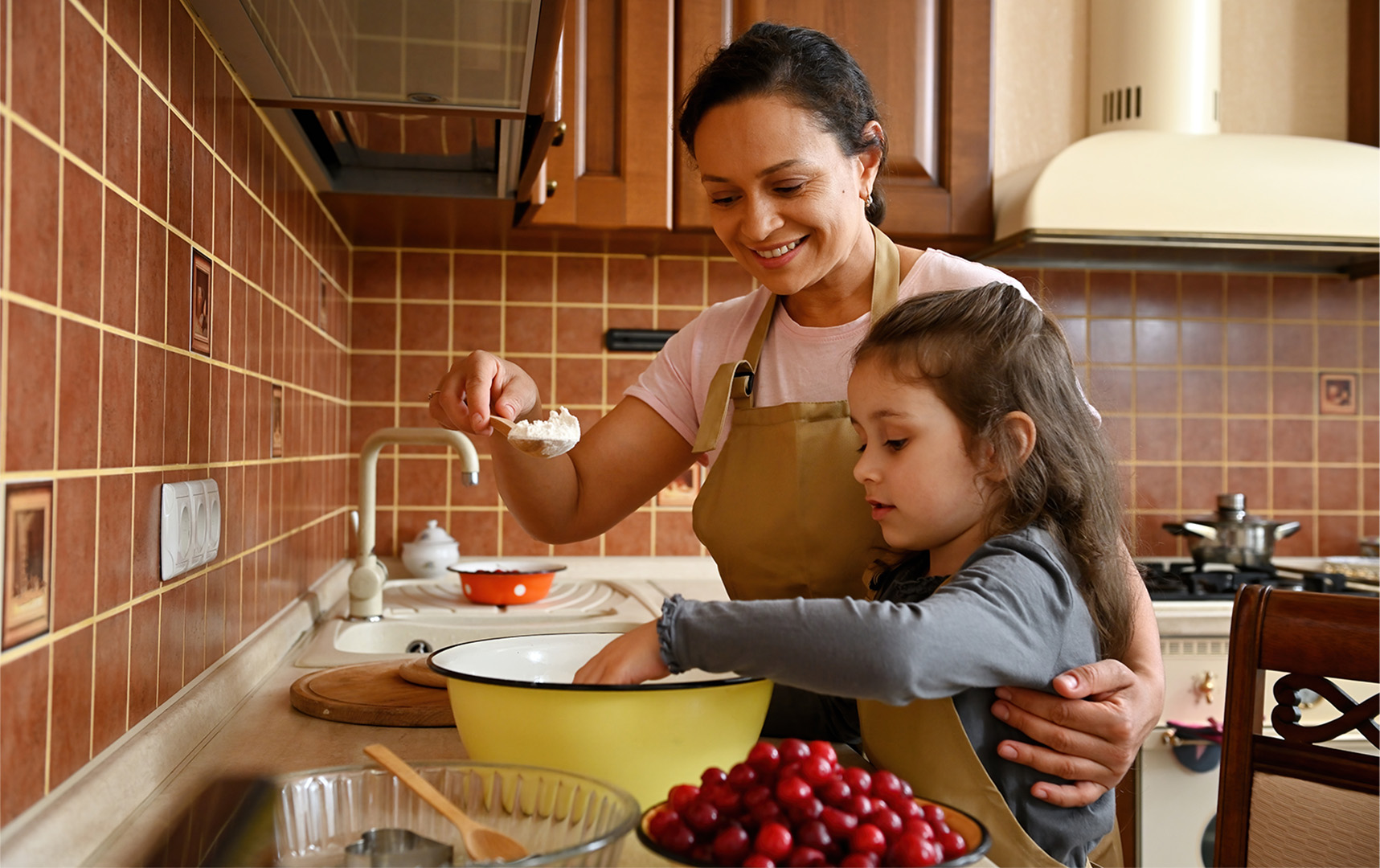 Person cooking in a kitchen