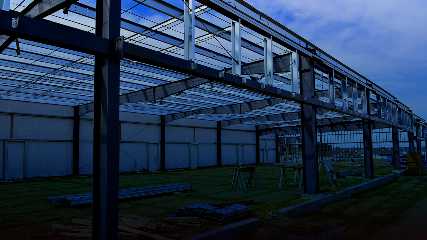 Ground view of a data center under construction