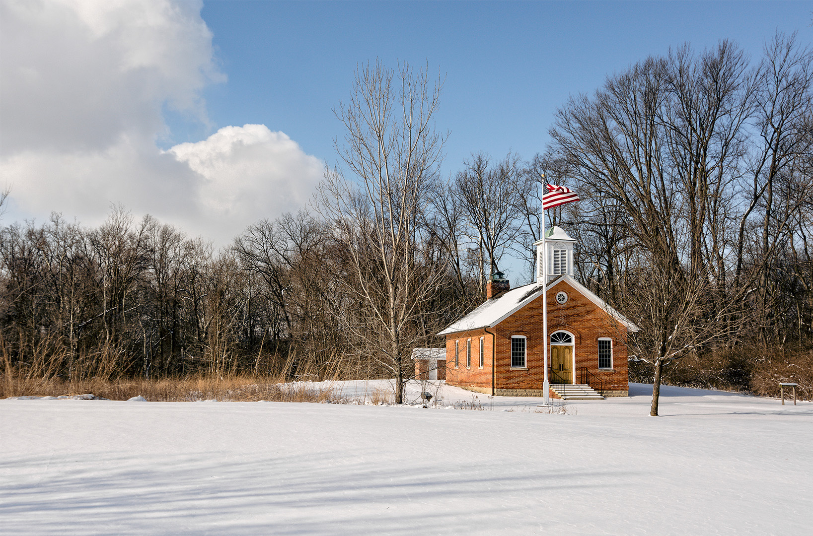 Exterior of an Ohio home after a winter snowfall