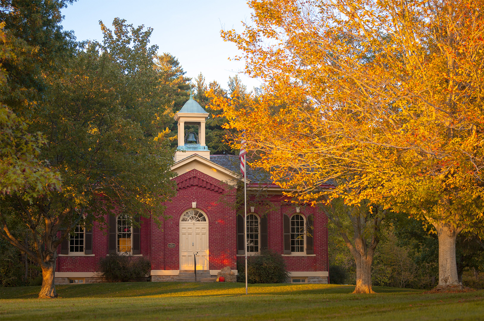 Exterior of an Ohio schoolhouse on a sunny day